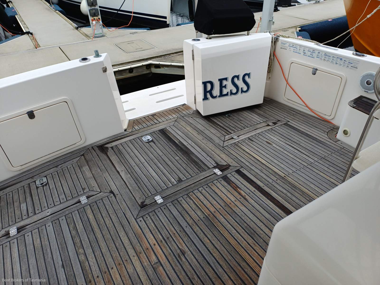 Less Stress Riviera 36 Flybridge. Twin cabins, twin Cummins. Boat Brokers of Tasmania