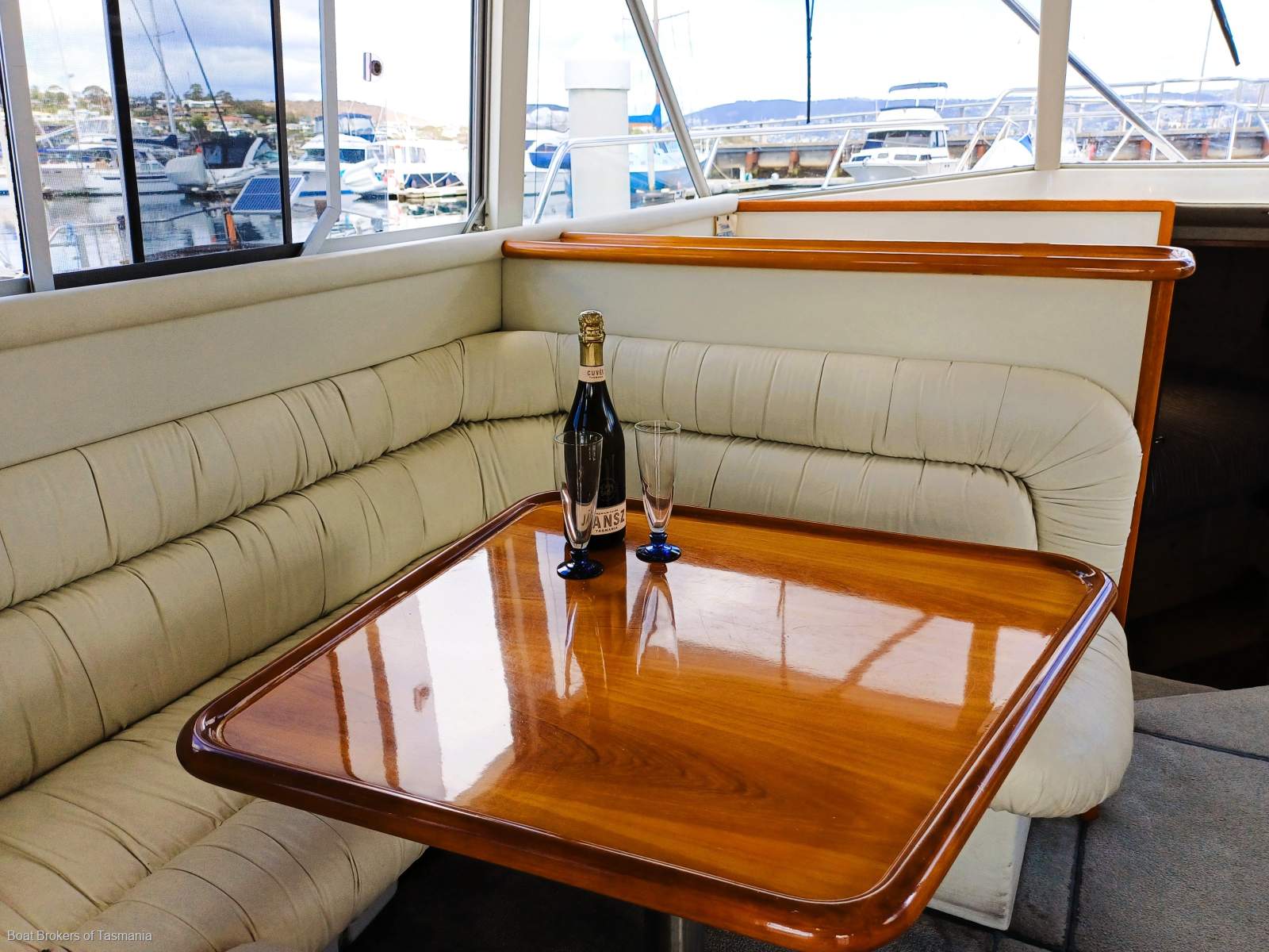 Waste Knot Caribbean 35 Flybridge Cruiser with a generator and bowthruster Boat Brokers of Tasmania