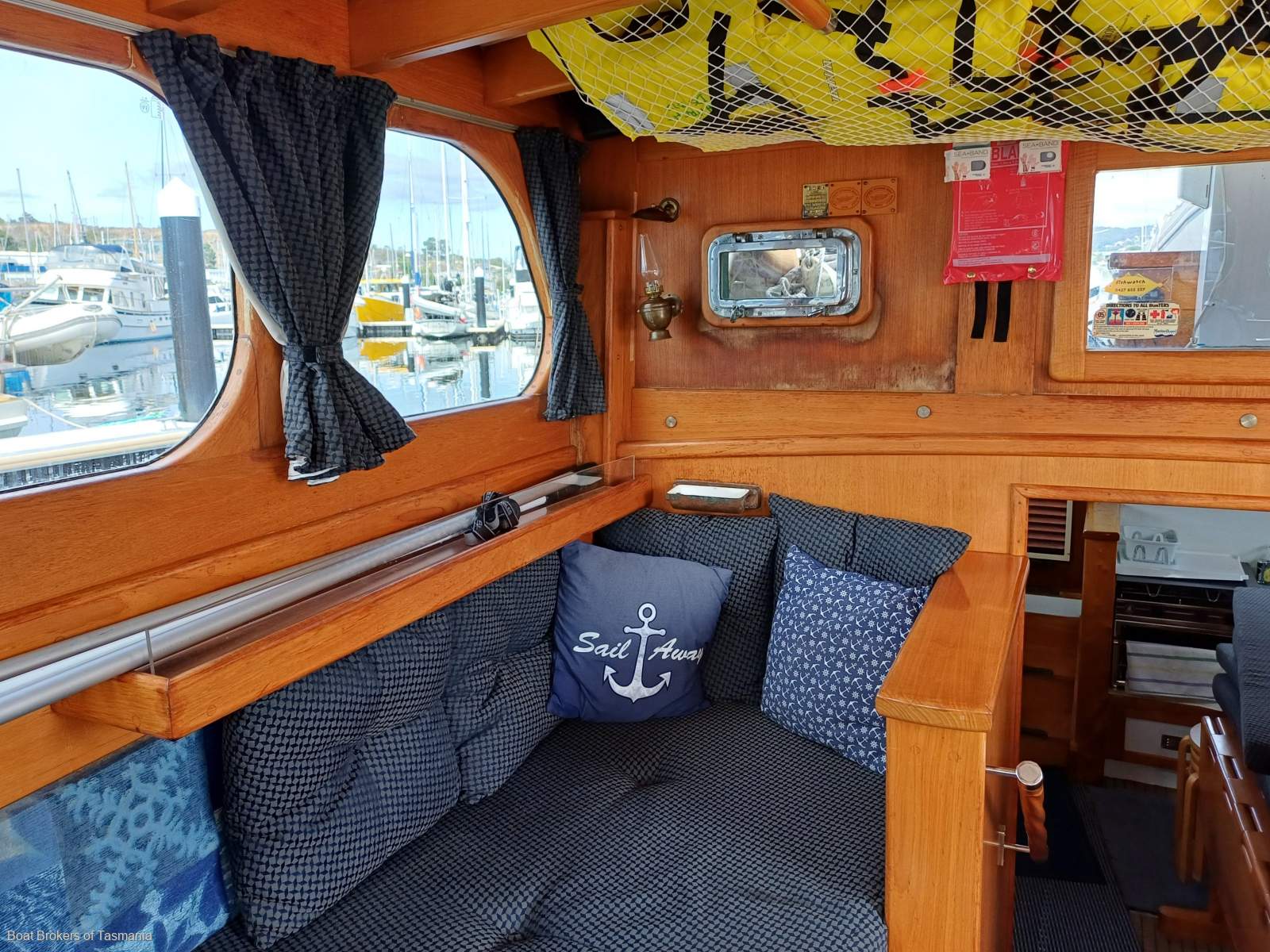Shipright Ray Kemp Huon Pine irreplaceable coastal cruiser. Boat Brokers of Tasmania
