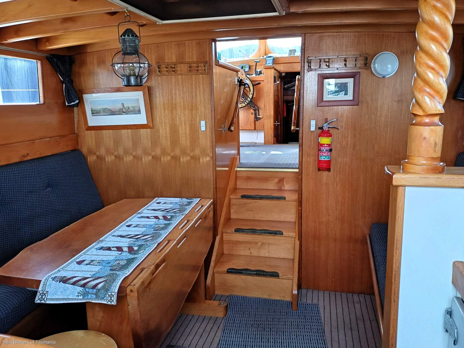 Shipright Ray Kemp Huon Pine irreplaceable coastal cruiser. Boat Brokers of Tasmania