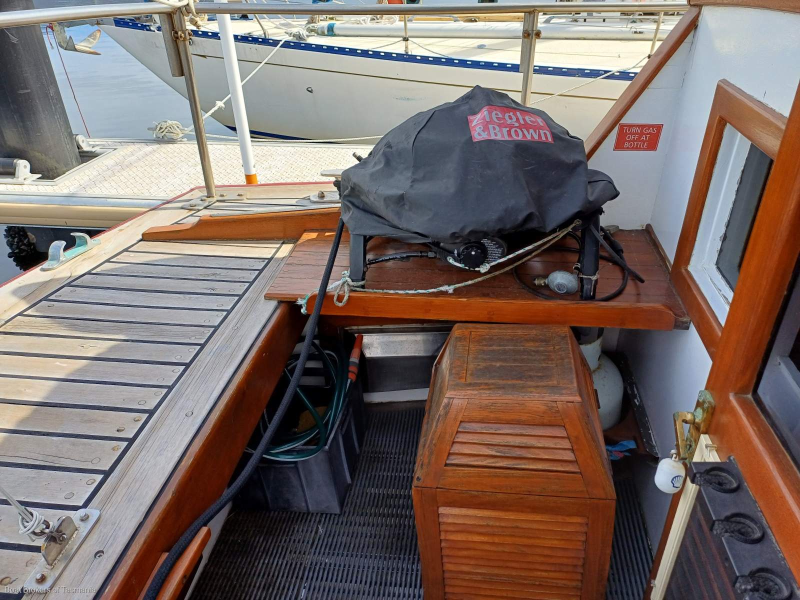 Shipright Ray Kemp Huon Pine irreplaceable coastal cruiser. Boat Brokers of Tasmania