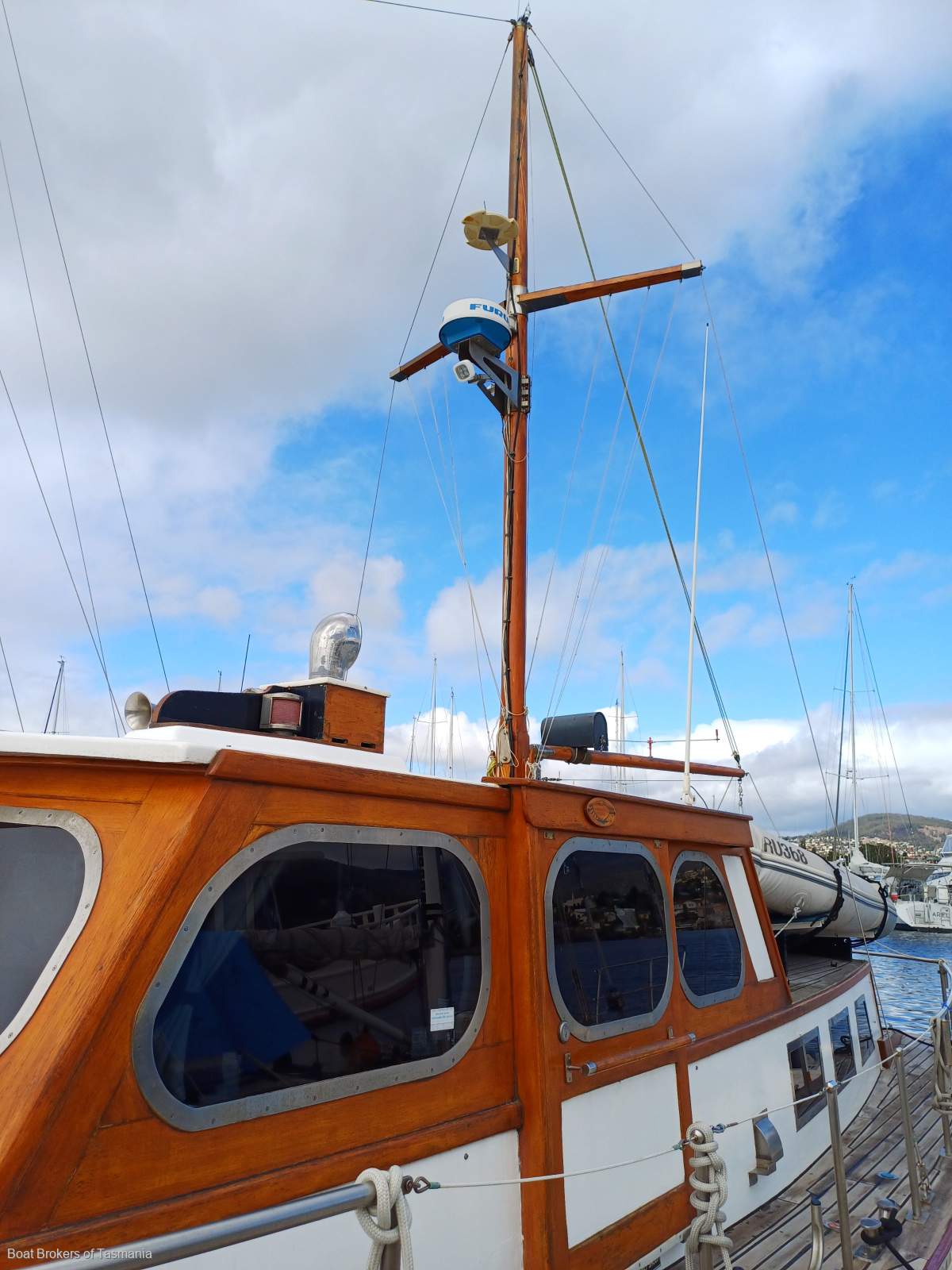 Shipright Ray Kemp Huon Pine irreplaceable coastal cruiser. Boat Brokers of Tasmania