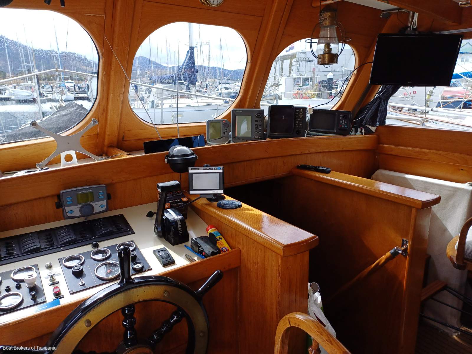 Shipright Ray Kemp Huon Pine irreplaceable coastal cruiser. Boat Brokers of Tasmania