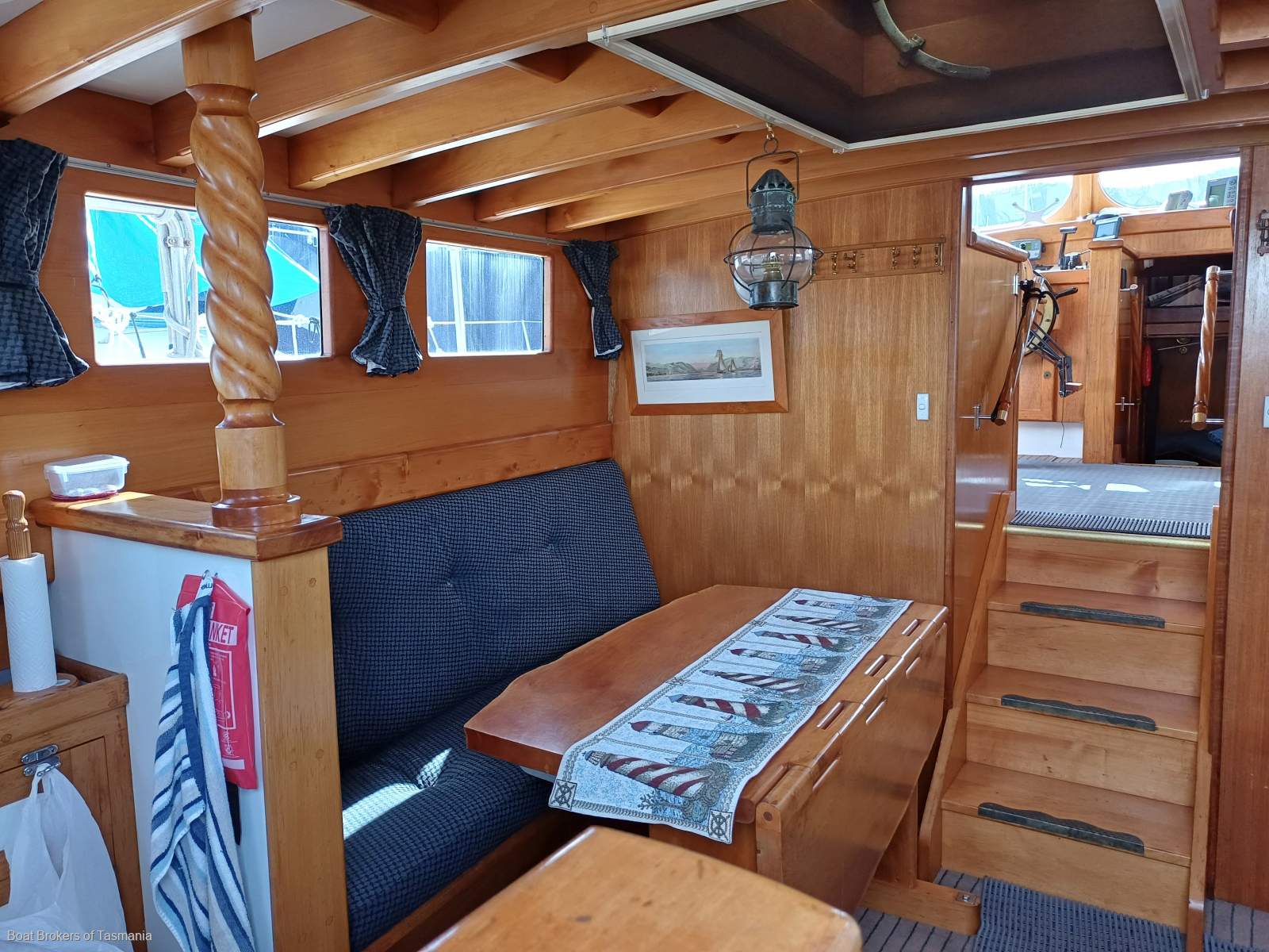 Shipright Ray Kemp Huon Pine irreplaceable coastal cruiser. Boat Brokers of Tasmania