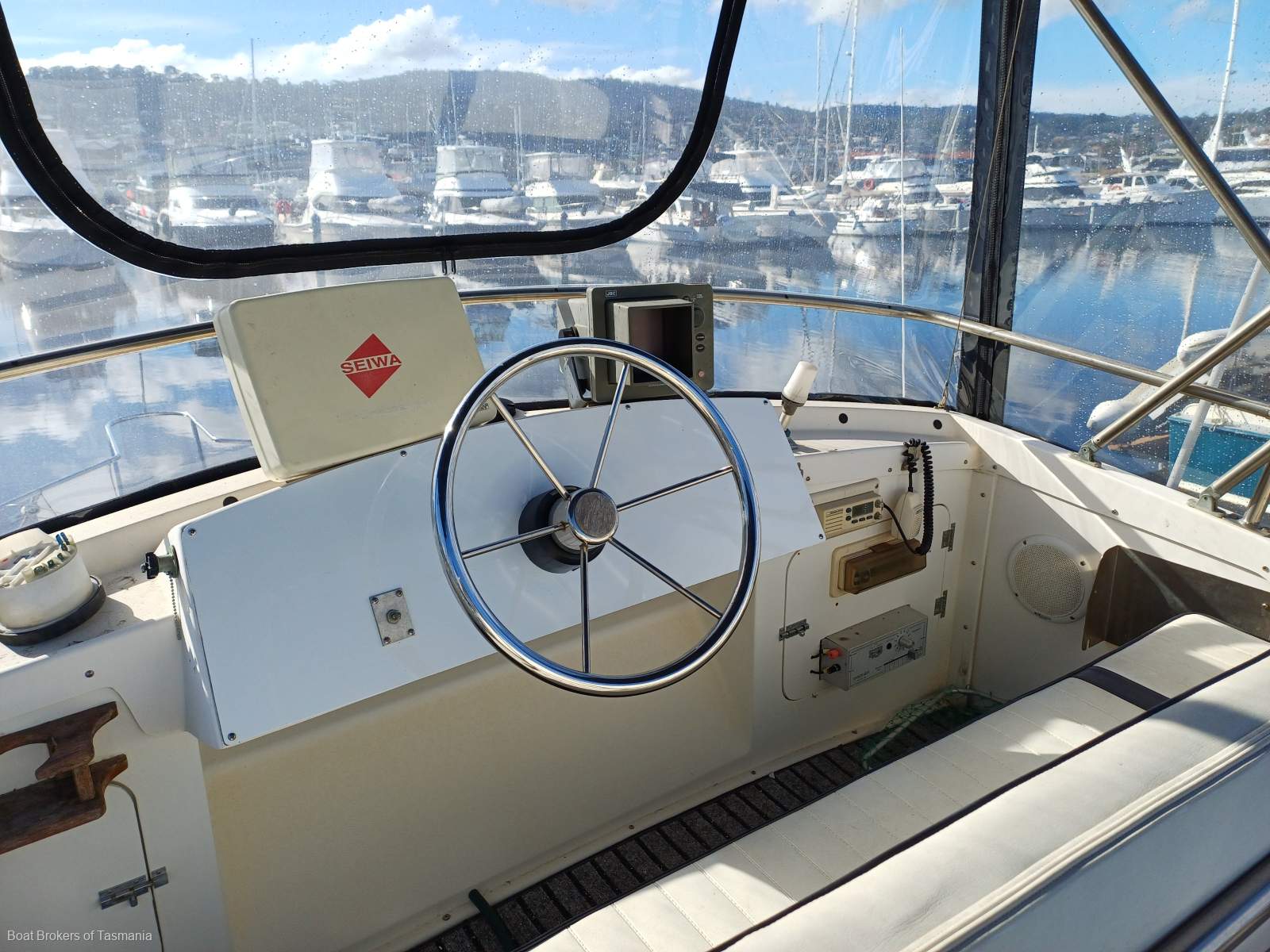 Kerry Girl Bertram 28 Flybridge Twin diesel shaft drive Sportsfisherman Boat Brokers of Tasmania