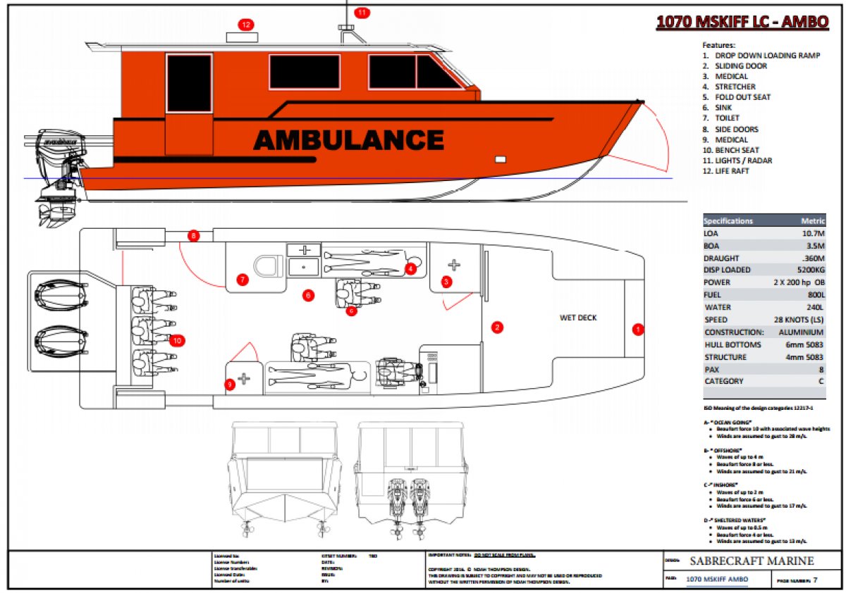 New Sabrecraft Marine Ambulance Rescue Boat 11000m Tri Hull