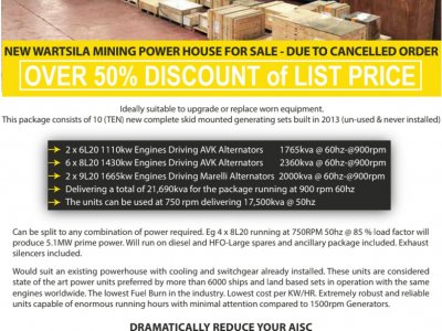 Wartsila Engine Driven Power House Alternators 