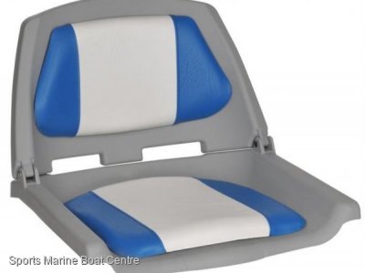 Padded Fishermans Upholstered Folding Boat Seat White With Blue