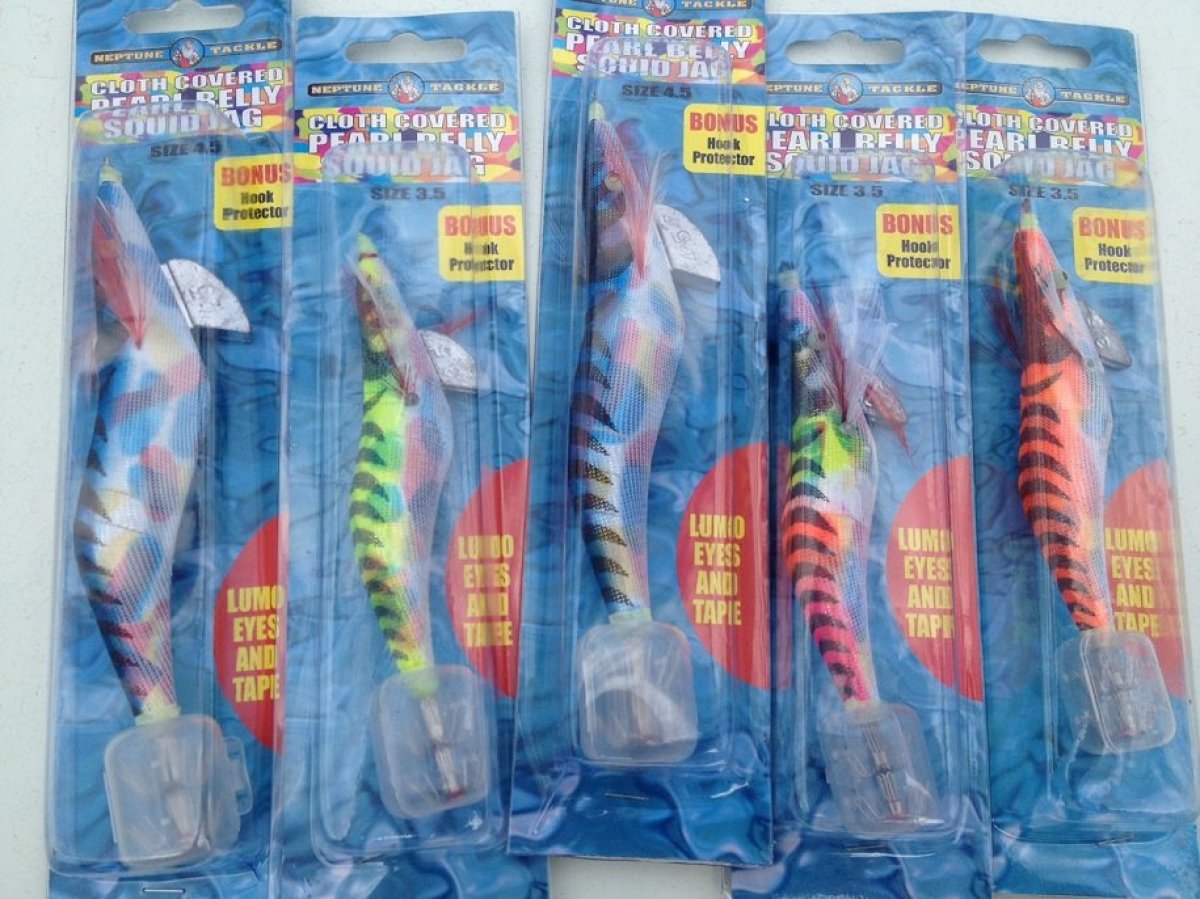 SQUID JIGS ASSORTED - ONLY $ 2.50 EACH - STOCK UP NOW.