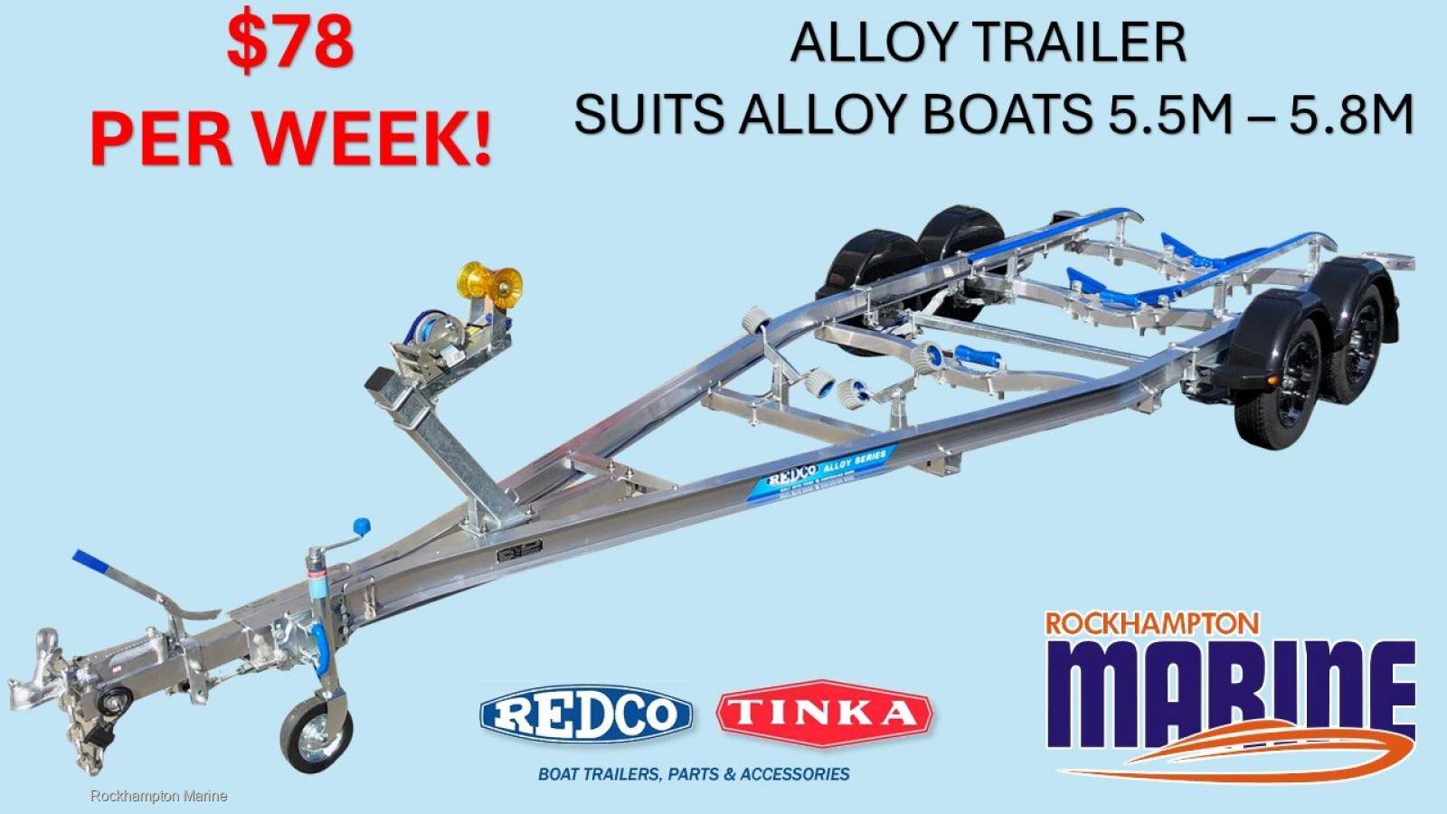REDCO TA600TMO-B ALLOY BRAKED BOAT TRAILER TO SUIT ALLOY BOATS 5.5M-6.0M!!