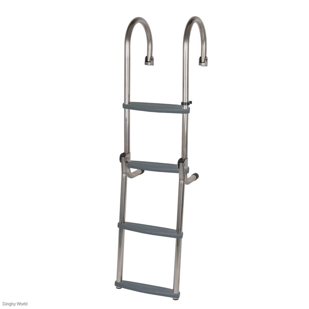 STAINLESS STEEL FOLDING LADDER - LARGE 4 STEP -GUNWALE MOUNT ONLY $ 187.00