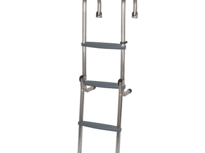 STAINLESS STEEL FOLDING LADDER - LARGE 4 STEP -GUNWALE MOUNT ONLY $ 187.00