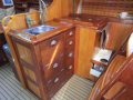 Boden Classic 50 foot Timber Yacht:Galley Starboard/ Fridge in the corner