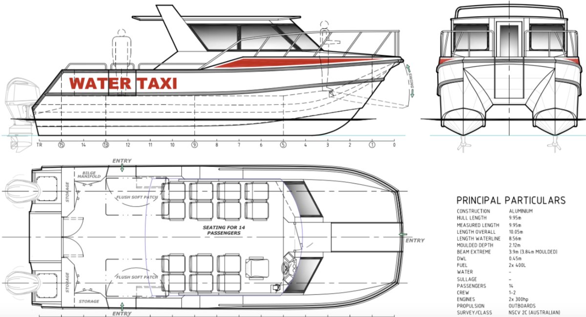 9.95m Alloy Water Taxi / Tour Boat - Kitset