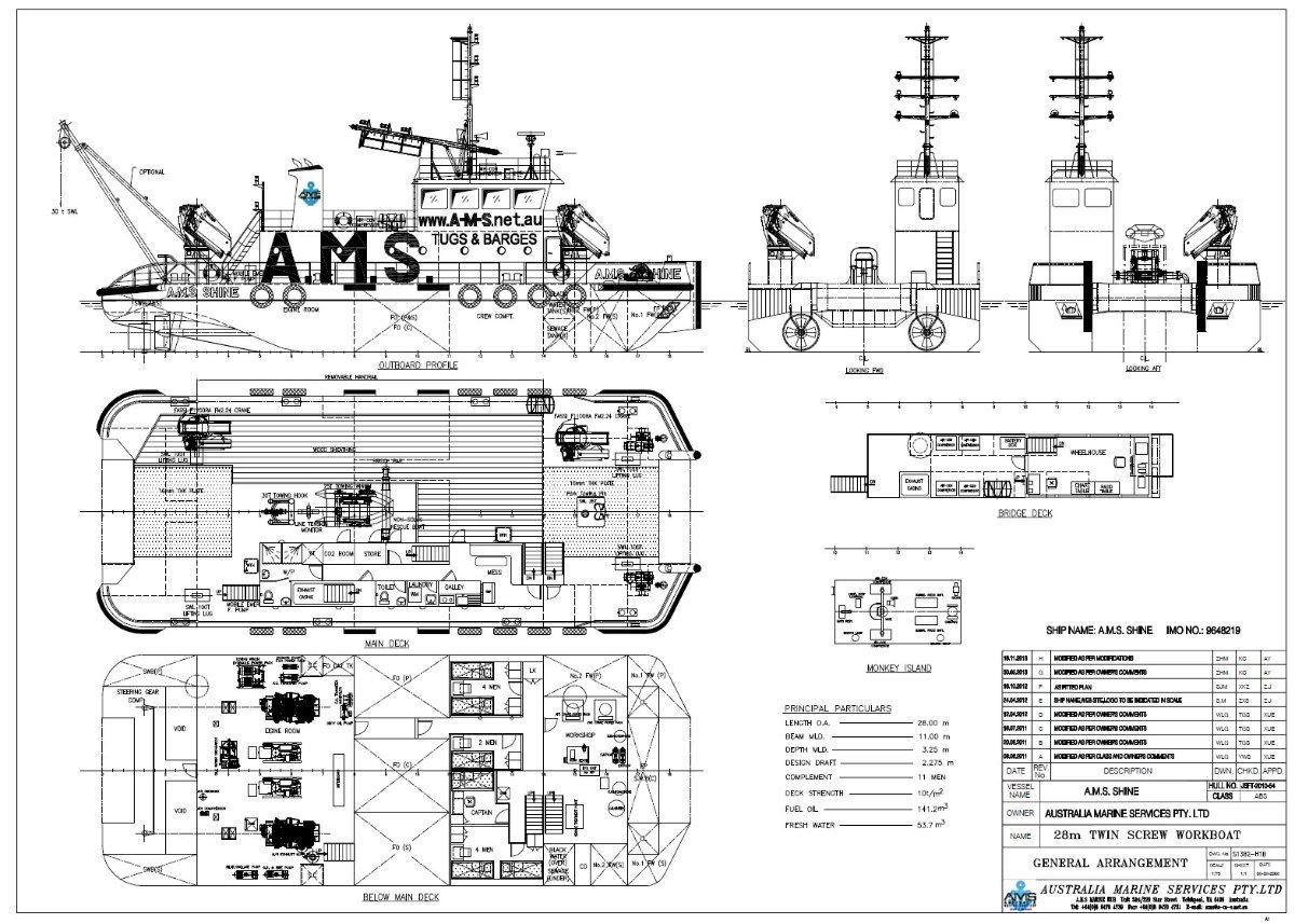 Australia Marine Services AMS Tugs and Barges 28m Shallow Draft Workboat Custom Multicat