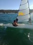 Melges 14 - Dinghy new design with carbon fibre spars:Melges 14 surfing a wake