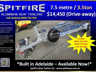 Boat Trailer 7.5m x 3.5ton - Suit up to 7.2m boat