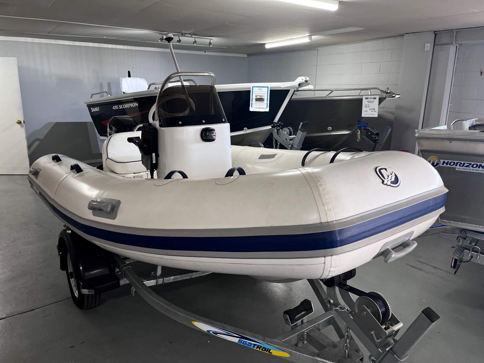 New Mercury Oceanrunner 350 Hypalon Side console RIB fitted with a Mercury 25hp