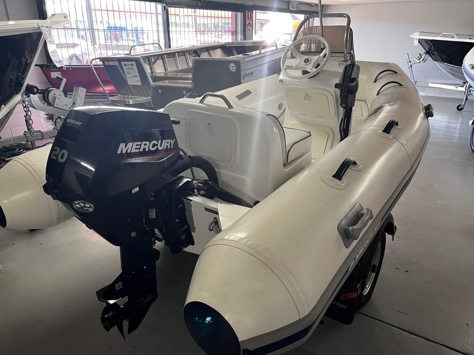 New Mercury Oceanrunner 350 Hypalon Side console RIB fitted with a Mercury 25hp