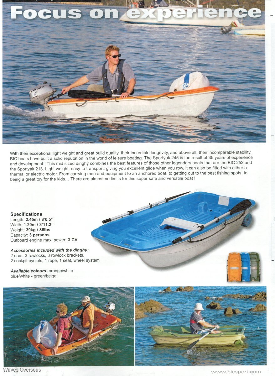 BIC Boat Sportyak 245 Fishing Dinghy Boat & Electric Motor for sale