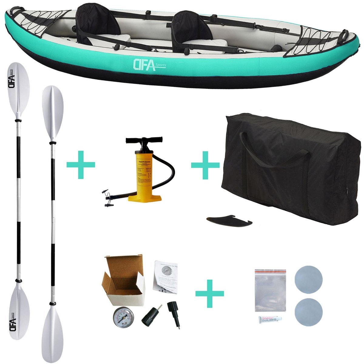 Brand New Dfa Sports Colorado 2 Person Inflatable Kayak Package for