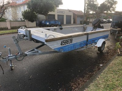 4.5m Aluminium Punt, trailer and motor