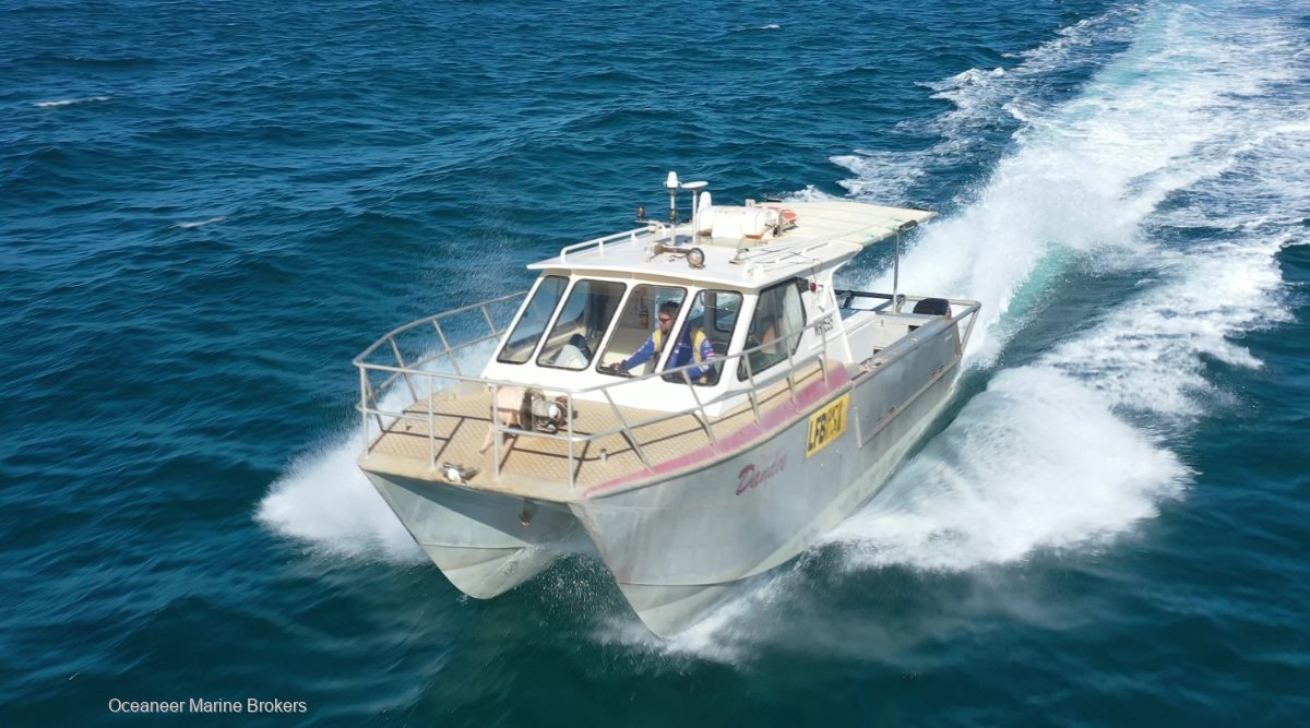 Seaspray 9m Fishing Vessel with tri-axle trailer in AMSA 3C