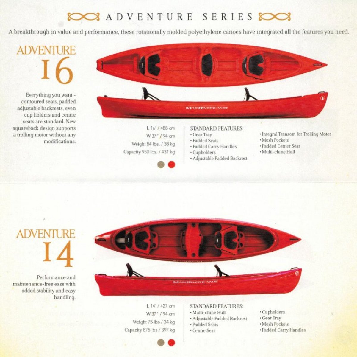 Brand new Mad River Adventure 14 3 seater canadian canoe in stock