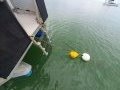 Custom Craft Catamaran Custom:Easy beach boarding with ladder reaching the ground