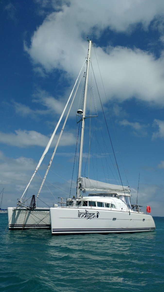 Lagoon 410 US Owner's Version:Indigo II at anchor