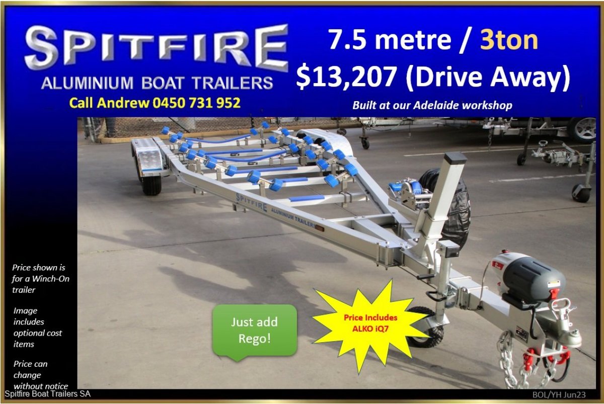 Used Boat Trailer (aluminium & Stainless Steel) 7.5m Dual Axle 3000kg