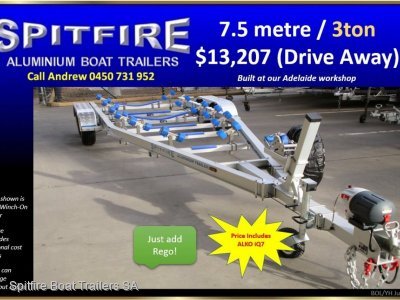 Dual Axle 7.5m 3000kg ATM Aluminium Boat Trailer