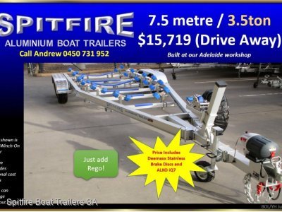 Dual Axle 7.5m 3500kg ATM Aluminium Boat Trailer