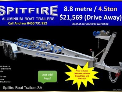 Dual Axle 8.7m 4500kg ATM Aluminium Boat Trailer