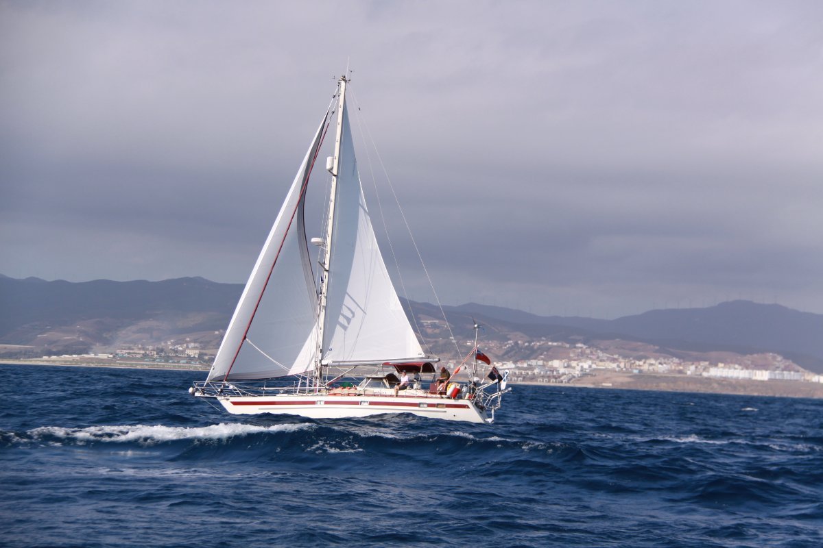 Najad Aphrodite 42 Sloop with Trade Wind Rig:Sailing past Morocco in 2009