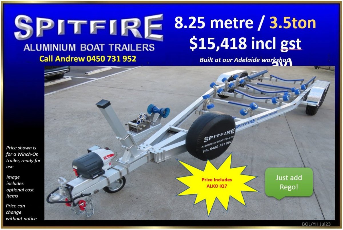 Used Boat Trailer 8.25m Dual Axle 3500kg Atm Spitfire for Sale Yachthub