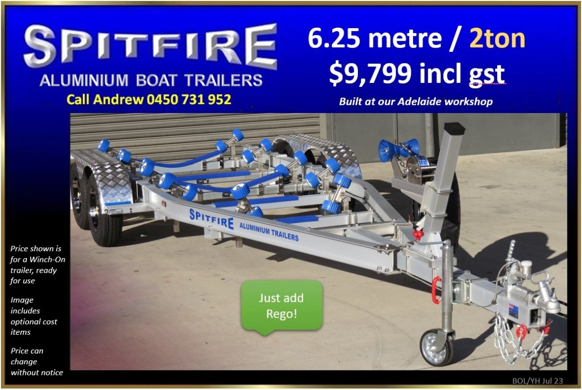 Used Boat Trailer 6.25m Dual Axle 2000kg Atm Spitfire for Sale Yachthub