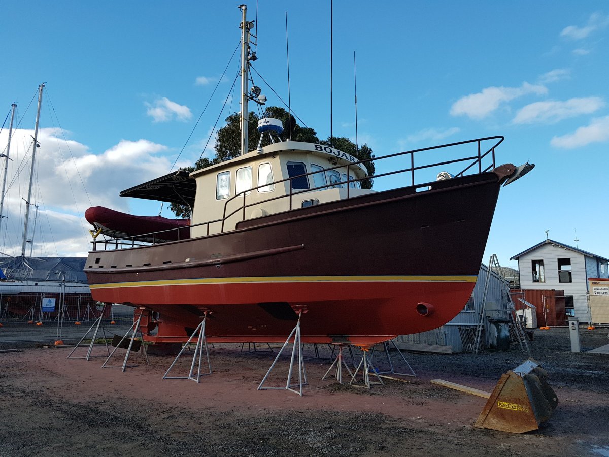 BOJARA Custom steel trawler style coastal cruiser Boat Brokers of Tasmania