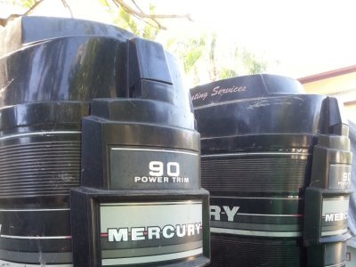 90HP MERCURY OUTBOARD x 2, STRAIGHT 6s, 1988 Model $2350 for both