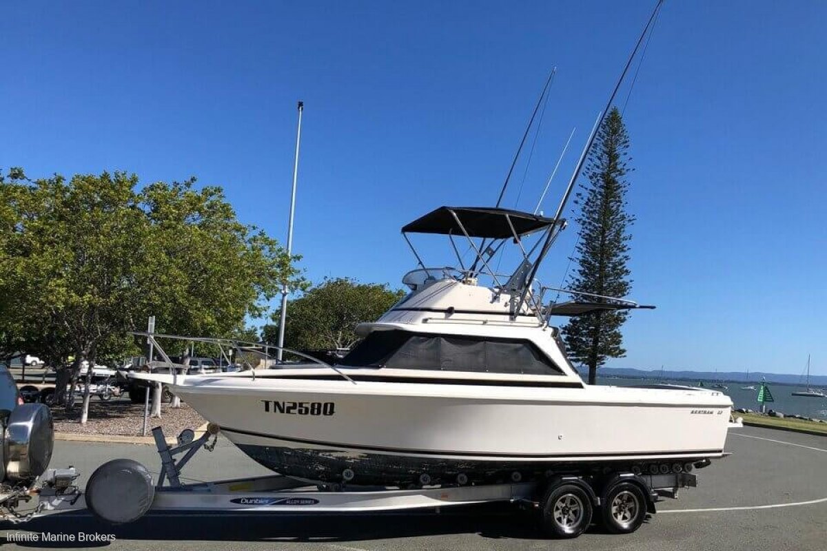 Bertram 23 Flybridge Cruiser on Alloy Trailer