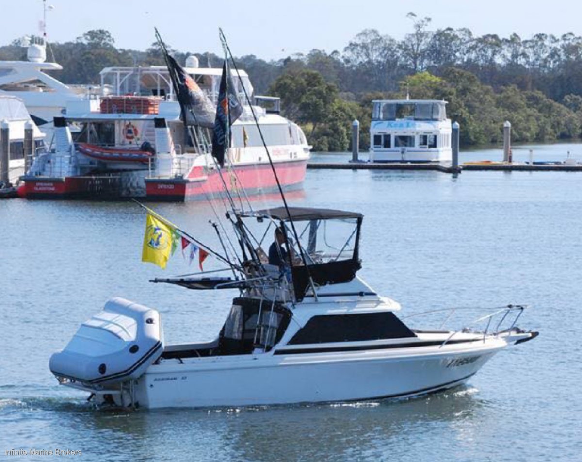 Bertram 23 Flybridge Cruiser on Alloy Trailer