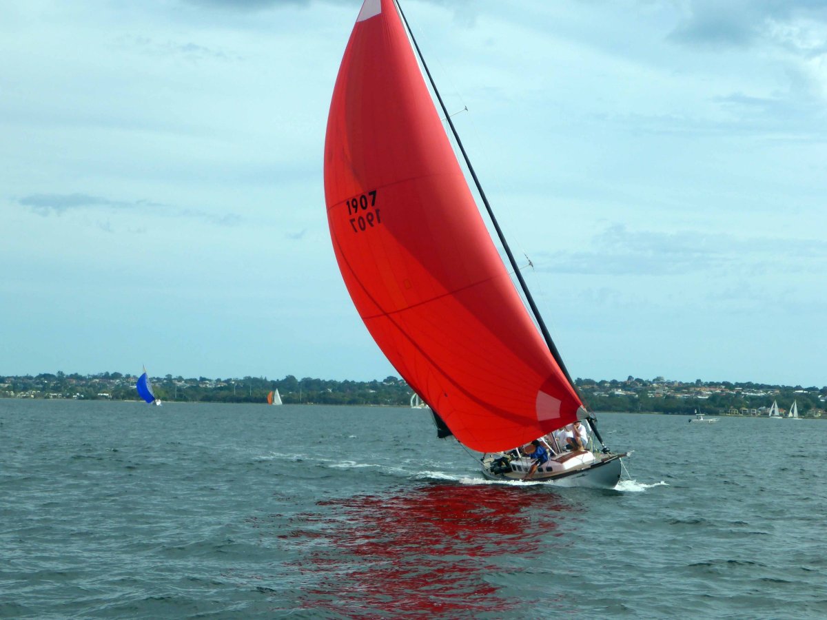 William Fife Classic Sloop Bermudan sail rig:One of three Spinnakers