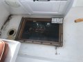 Ward 38 Cabin Cruiser " Twin Helm and Twin Diesel shaft ":Flybridge View to Lower helm gauges