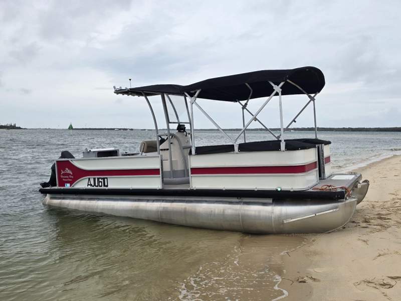 Runaway Bay Pontoon Boats 22 Twin Hull With drive on dry dock