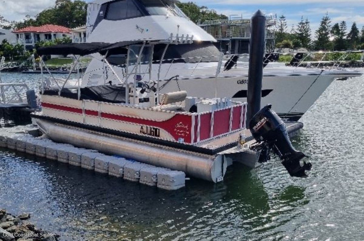 Runaway Bay Pontoon Boats 22 Twin Hull With drive on dry dock