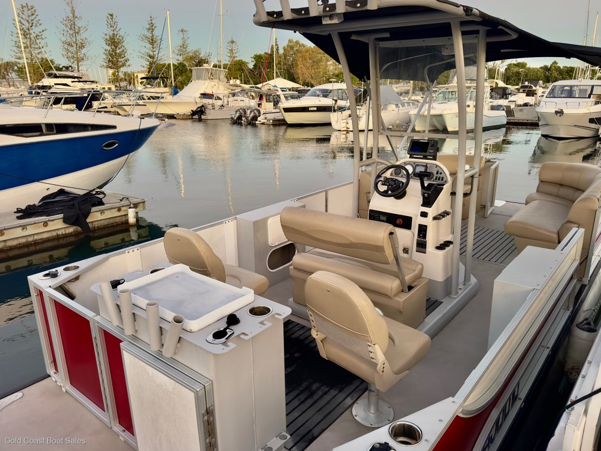 Runaway Bay Pontoon Boats 22 Twin Hull With drive on dry dock