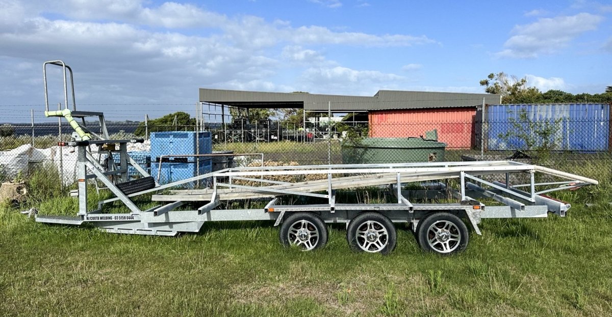 Kevlacat Galvanised Steel Tri-axle Catamaran Trailer