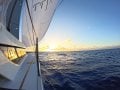 HH Catamarans HH55 Carbon Fiber Peformance Catamaran:Sunset while on passage