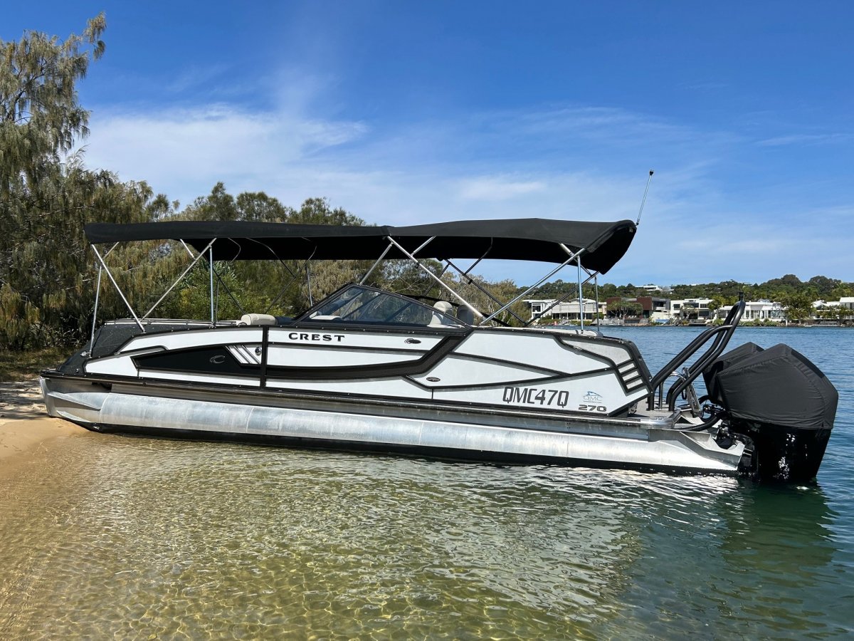 Crest Pontoons Continental NX270 SLS Twin 300Hp and Noosa Jetty Berth