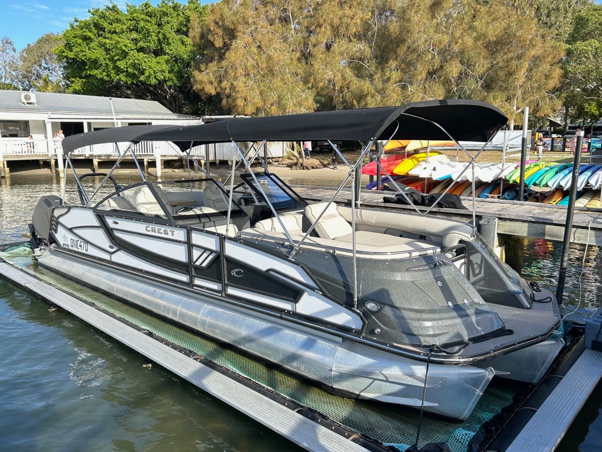 Crest Pontoons Continental NX270 SLS Twin 300Hp and Noosa Jetty Berth